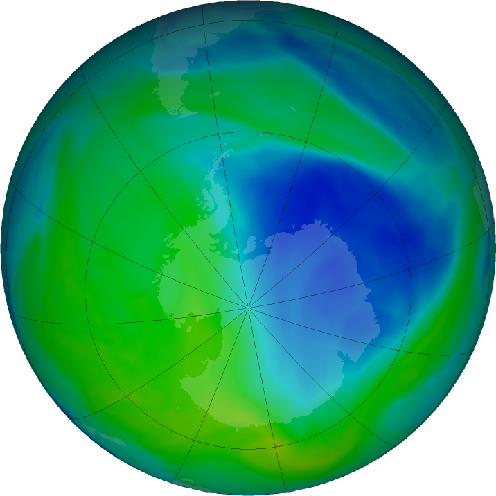Antarctic ozone map for 05 December 2022